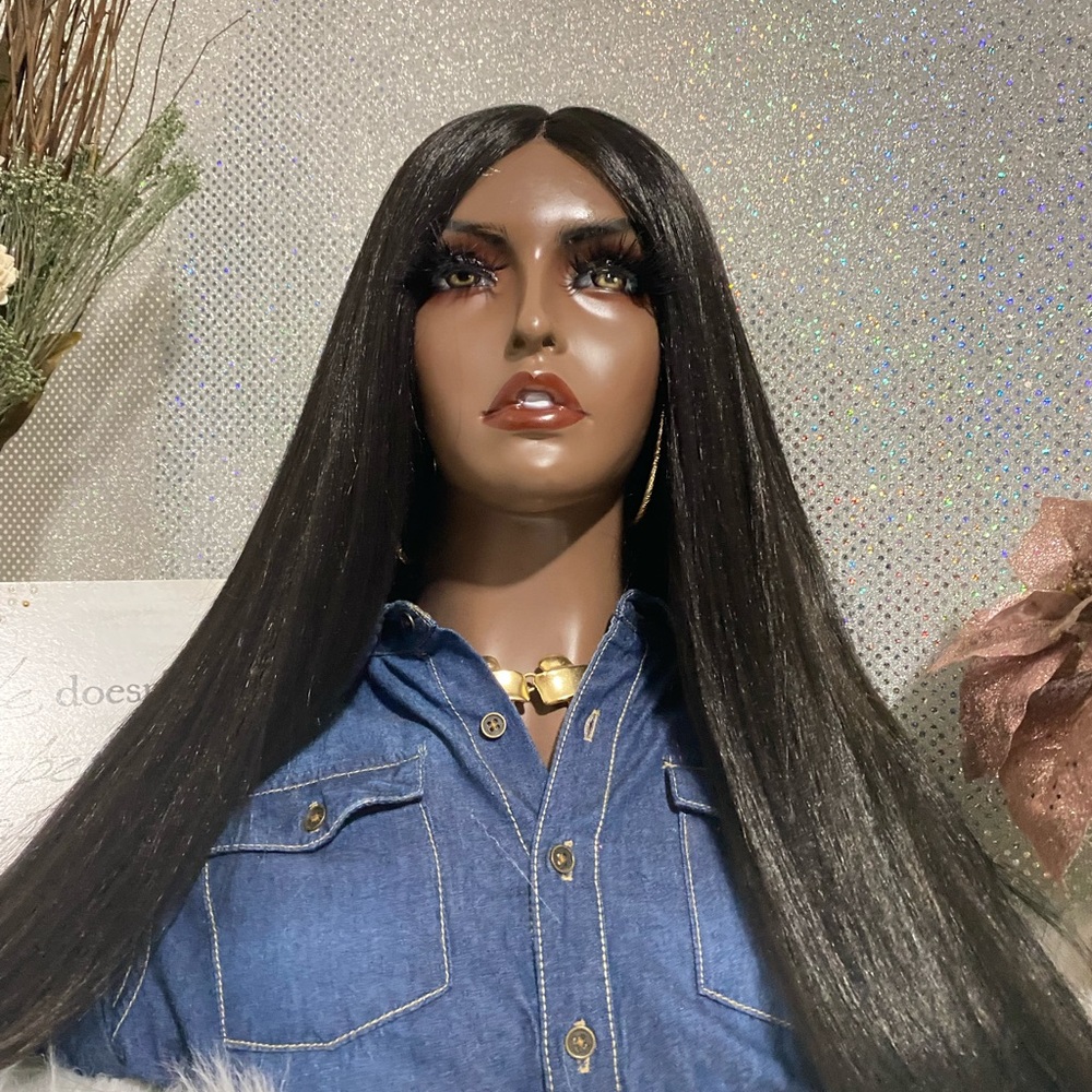 🔥New 28” Sexy Maya Frontal Closure T-Part Premium Human Hair Blend Wig🔥